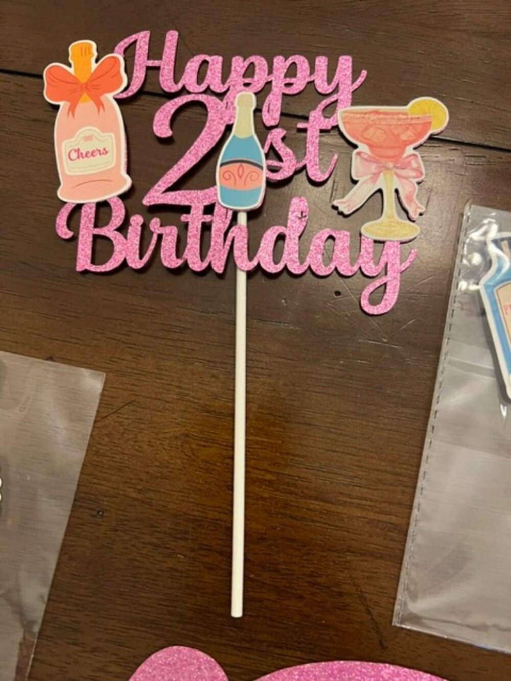 Happy 21st Birthday Cake Topper and Decorations/Happy Birthday Banner